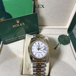 (750$)Rolex Datejust 36 126233 White Dial Fluted Bezel Jubilee Bracelet Full Set