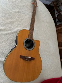 Ovation Celebrity Electric Acoustic Guitar, case and Crate Acoustic Amplifier.