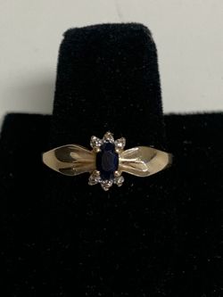 Blue stone gold ring #31805