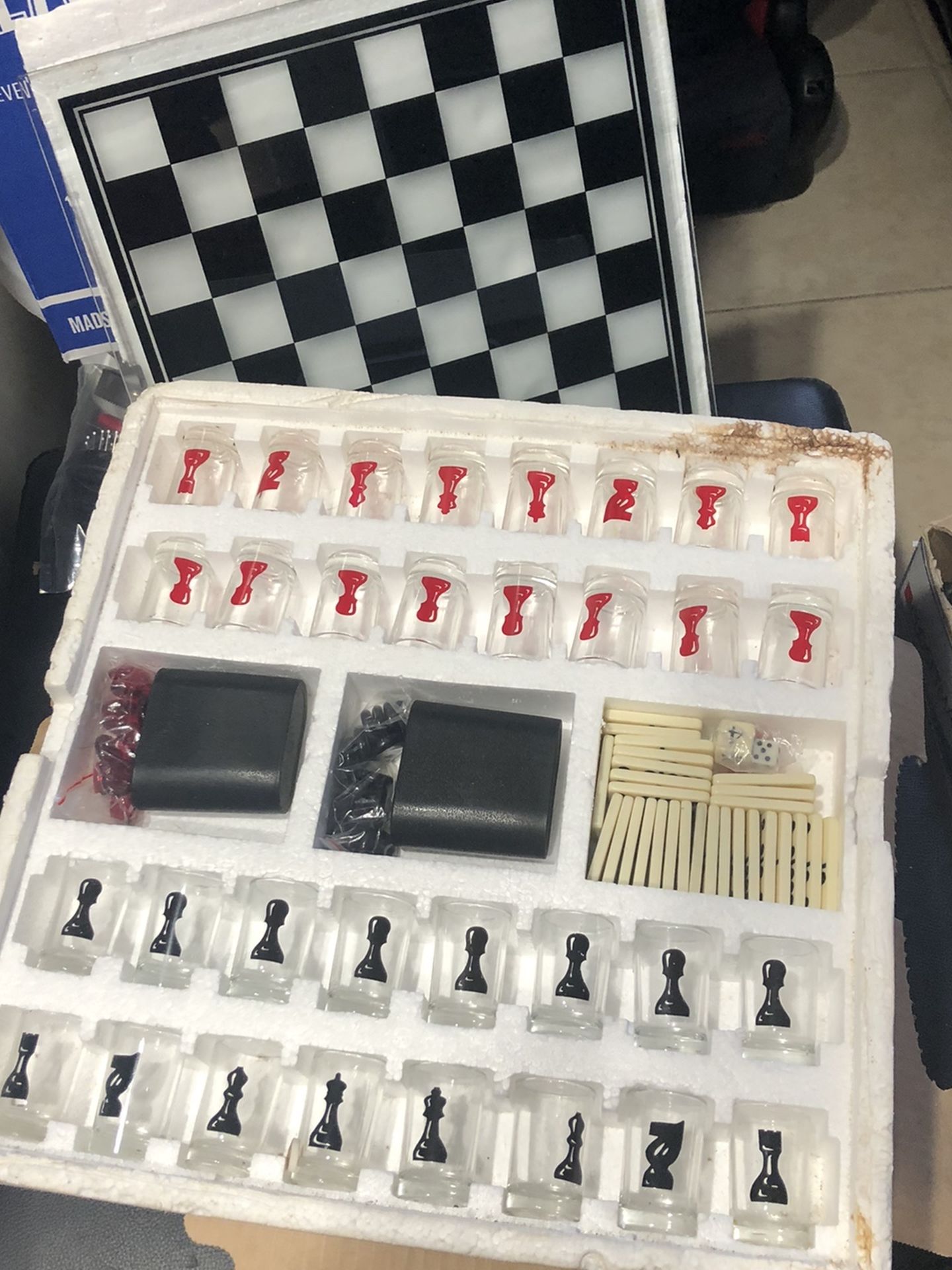 Chess/Domino Drinking Game Set