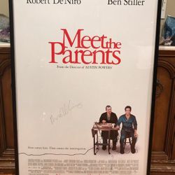 Signed movie poster on hard foam board. “Meet the parents”