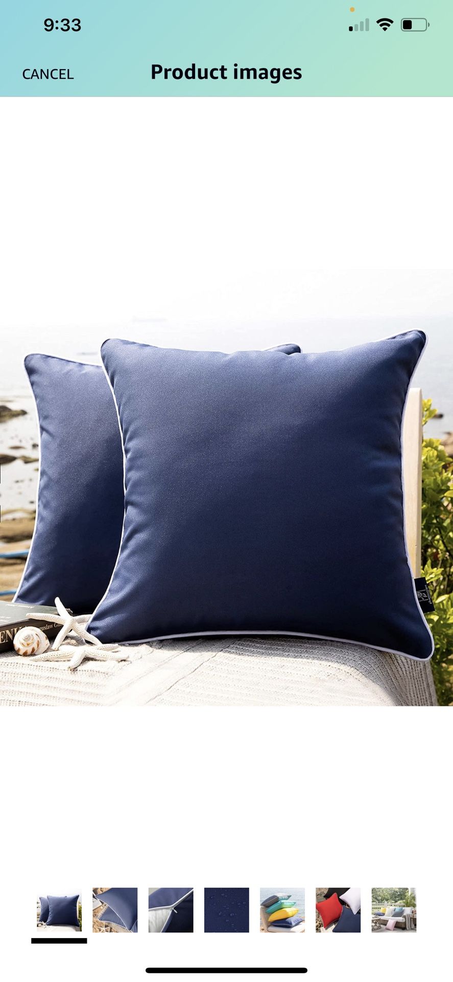 Phantoscope Pack of 2 Outdoor Waterproof Throw Pillow Covers Decorative Square Outdoor Pillows Cushion Case Patio Pillows 