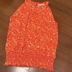 Rose & Olive Orange Floral Sleeveless Top Size Xs