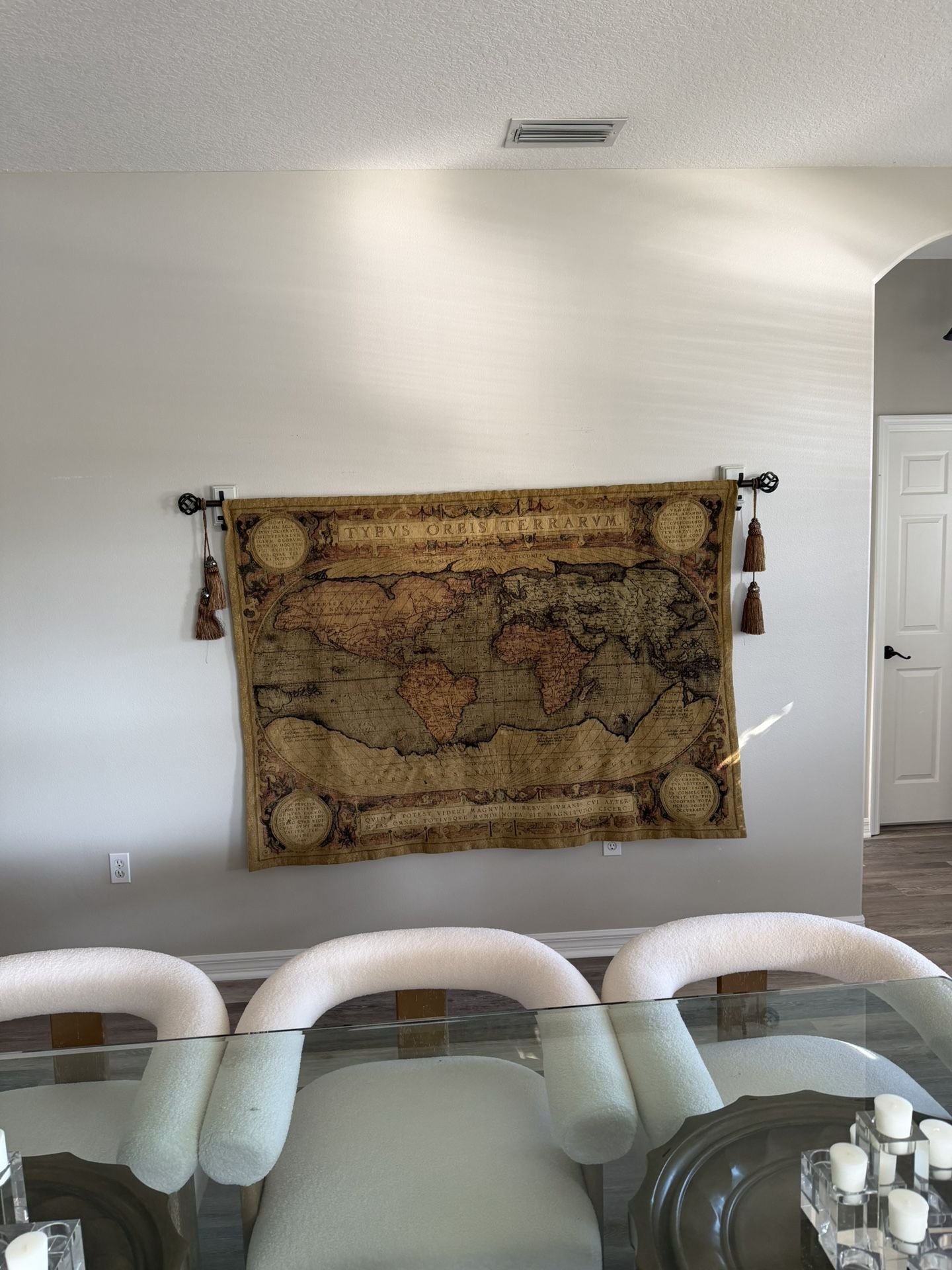 Antique Belgian Wall Tapestry (Map Of The World)