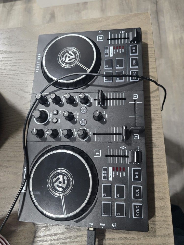 Numark Beginners Party Mix II DJ Controller Set with Built-In Lights, Mixer for Serato Lite