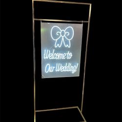 White Neon Led Wedding Light Sign with Gold Stand
