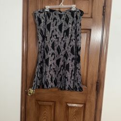 Chic black and silver geometric A-line skirt