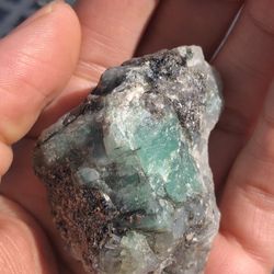 Emerald Gemstone In Matrix  With Quartz And Black tourmaline 