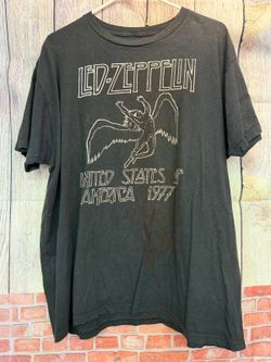Led Zeppelin 1977 United States America Graphic T-Shirt, Black, XL