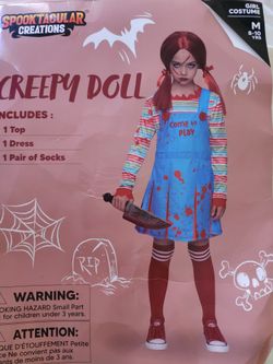 Girl's Chucky Halloween Costume with Socks Size M