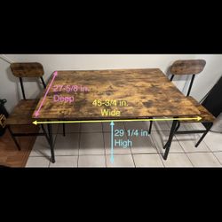Dining Table Set: Table, 4 Chairs & Bench - Sits 6 People 