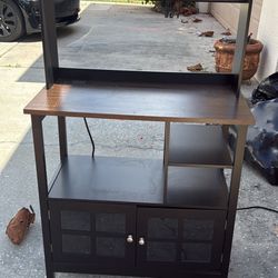 Stylish Black Shelving Unit with Cabinet coffee station