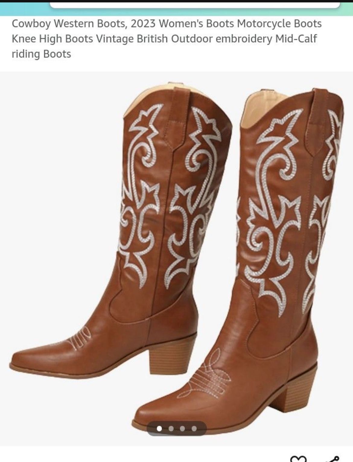 Cowboy Western Boots, 2023 Women's Boots Motorcycle Boots Knee High Boots Vintage British Outdoor embroidery Mid-Calf riding Boots(Size 8)