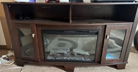 60”  Wood Fire Place Tv Stand (Blows Out Real Heat) PICK UP ONLY