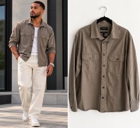 Banana Republic Men’s Large Utility Shacket – Rocky Gray