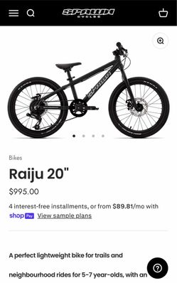 Spawn Cycles Raiju 20” Mountain Bike