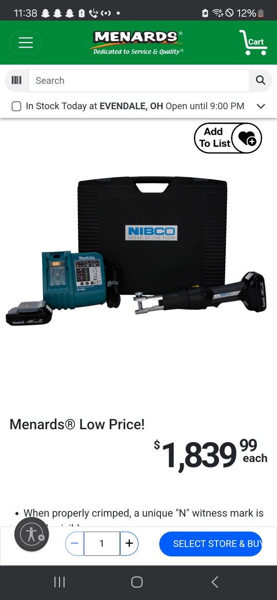 NIBCO® PC-20M 18-Volt Mini PEX Press Tool