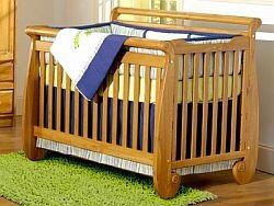 Honey oak sleigh convertible baby crib