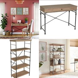 2 Shelving Units & 2 Desk