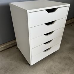 Sweetcrispy 5 Drawer Chest Mobile Storage Cabinets Small Wooden Dresser with Wheels