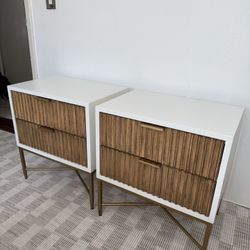 x2  West Elm Fluted Modern Nightstands 