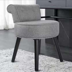 25.1 in. H Gray Makeup Vanity Upholstered Stool