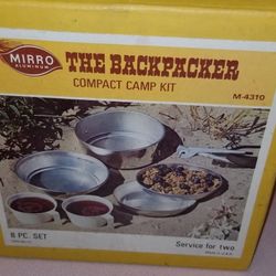 NEW IN BOX MIRRO ALUMINUM THE BACKPACKER 8 PIECE CAM KIT.  PICK UP MIDDLEBORO ONLY FINAL SALE 