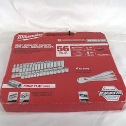 Milwaukee 48-22-9008 3/8" Drive 56PC Ratchet & Socket Set - SAE & Metric, New Lifetime Warranty 