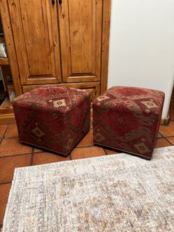 Patterned Ottomans / Stools (Set of 2)
