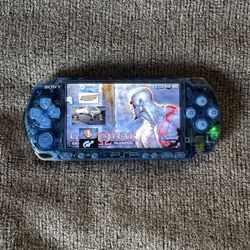 PSP 3000 Custom Transparent Blue Shell With Games