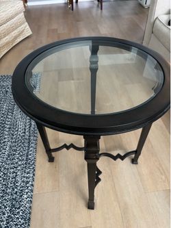 METAL END TABLE GLASS INSERT TOP LAZY BOY