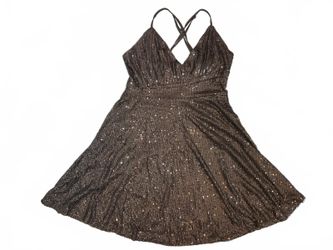 D&M Black Sequin XL Party Dress with Crisscross Straps Fully Lined Easy Glam