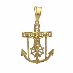 Pendant charm solid gold 10k. Anchor crucifix