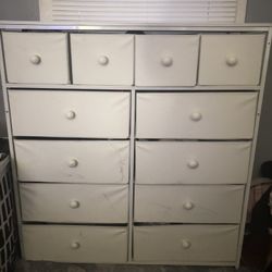 White fabric drawer dresser 