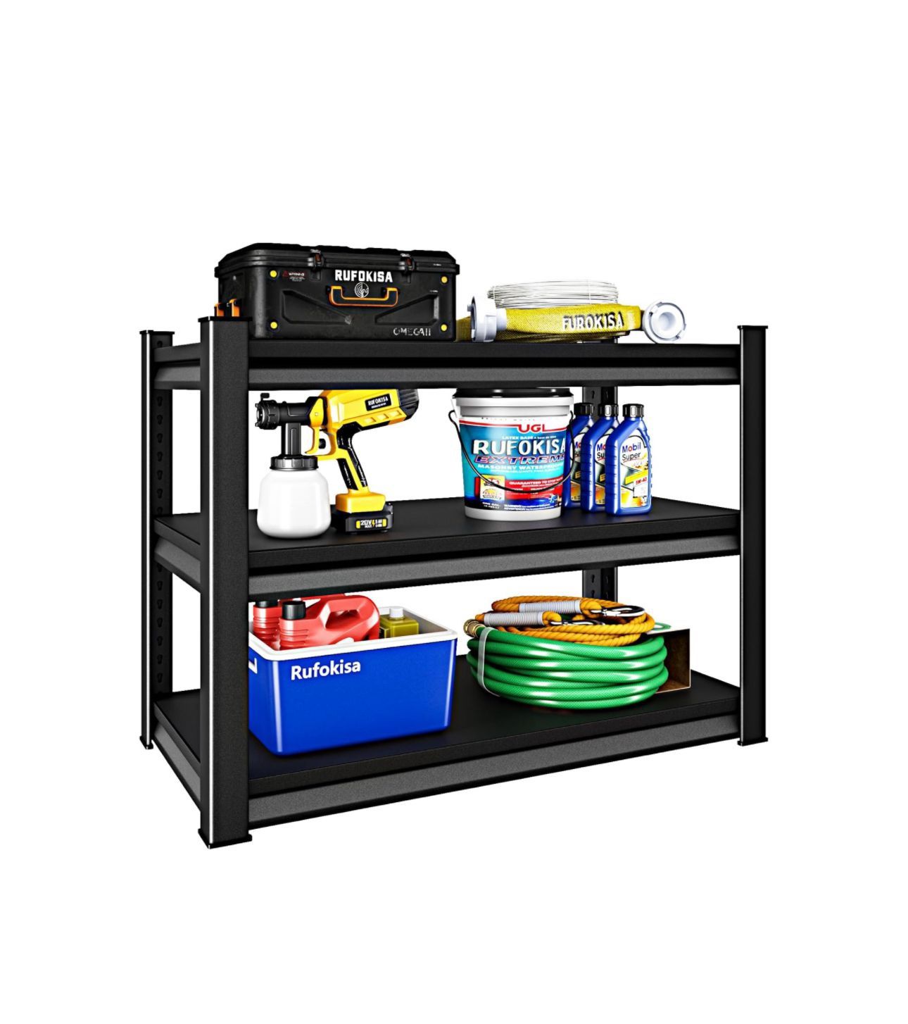 40" W 3-Tier Garage Shelving Heavy Duty, 1500LBS Loads Garage Storage