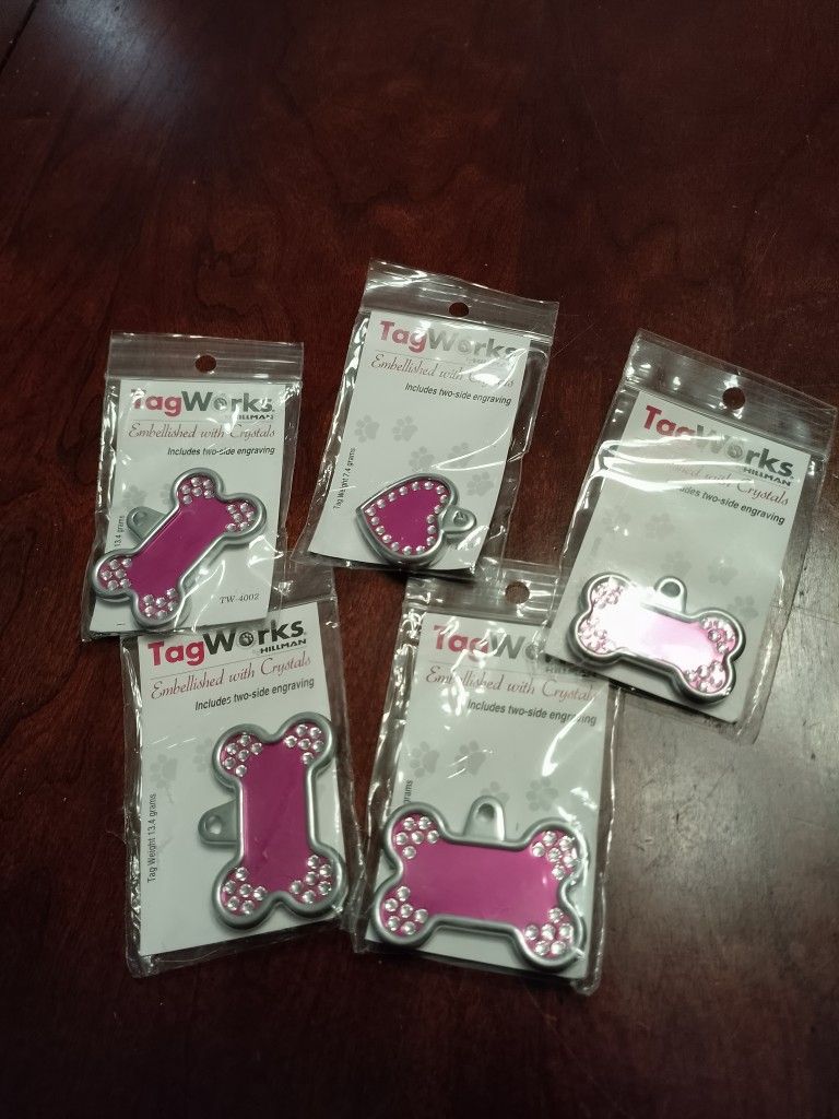 Pink Jeweled TagWorks Dog Tags