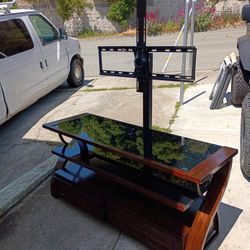 Wooden TV Stand With Mount, Storage Drawers 