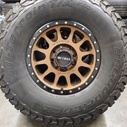 BRAND NEW METHOD WHEELS WITH NEW BFGOODRICH KO3 37x13.50R18 8x165.1