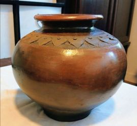 Antique Southeast Asian Wheel-Thrown Clay Water Jar | Authentic Wabi-Sabi Decor