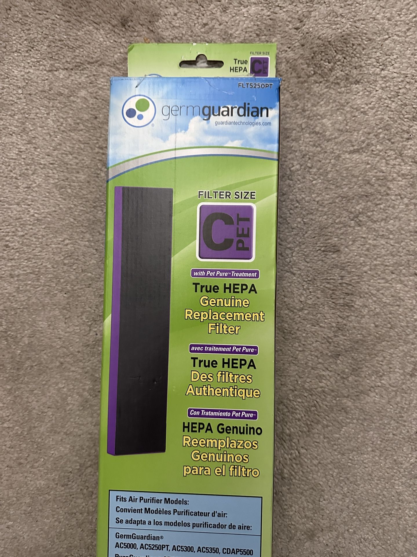 GermGuardian FLT5250PT GENUINE True HEPA PET Filter C for Air Purifier