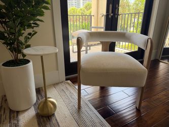 Modern Accent Chair Cream Boucle Gold Legs