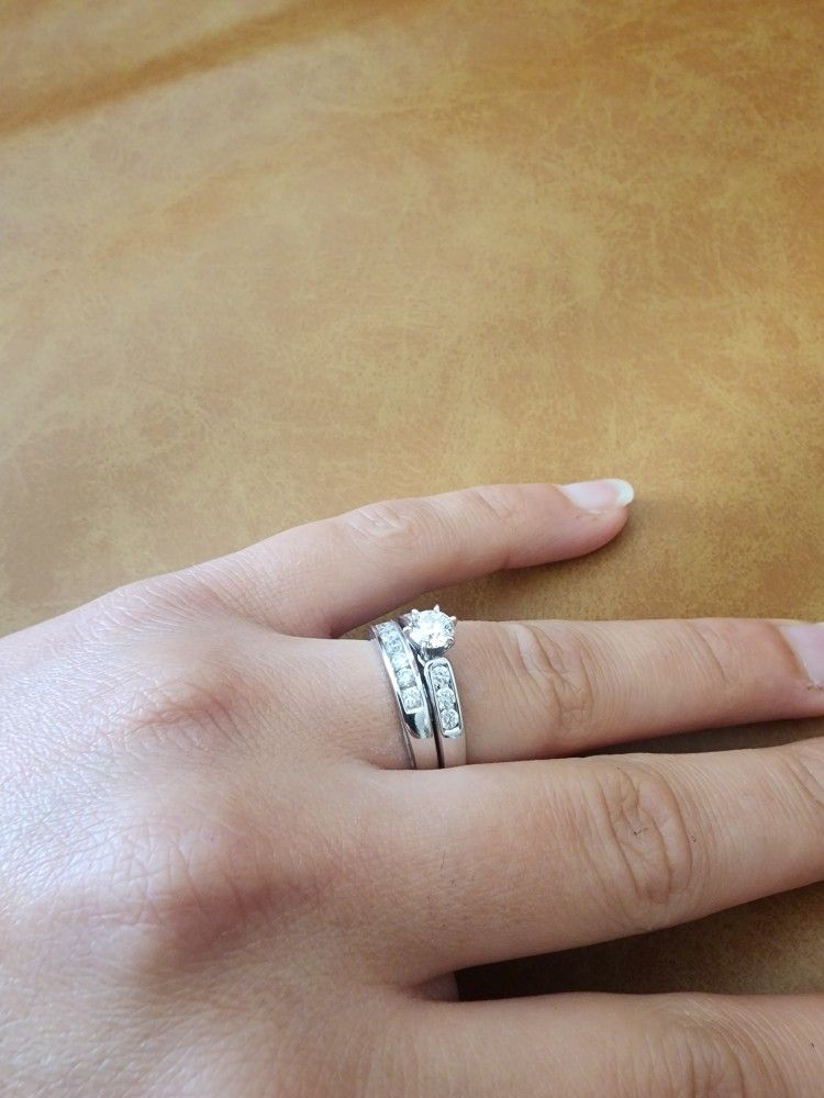 NEW Engagement 14 K / 9/10 Kart Dimond Ring and wedding band FIRM PRICE