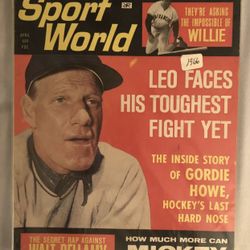 Sport World Magazine Apr.1966-Mantle-Gordie Howe Ads-Stories-Photos GC Plastic