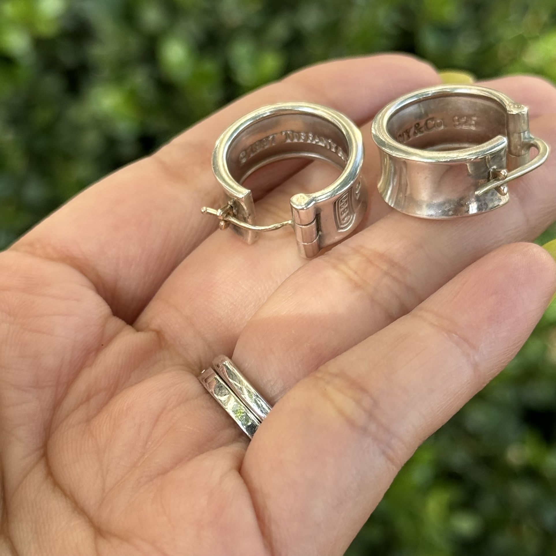 vintage Tiffany & Co. 1837 Wide Hoop Earrings Sterling Silver 925