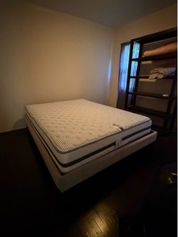 Queen Bed Frame + Mattress – Modern Low Profile