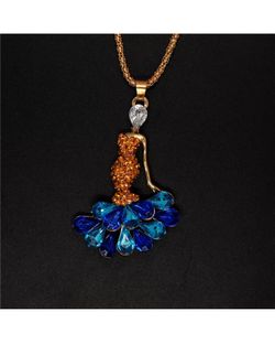 Gorgeous Rhinestone Crystal Lady in Dress Necklace