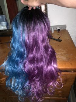 Wigs with real and synthetic hair mixed together