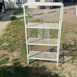 Metal Rack Organizer Four Shelves White Color Good Condition Size H46” W24” D10”
