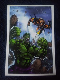 Wolverine Vs Hulk Signed Print