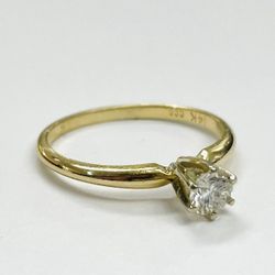 14K Yellow Solid Gold Diamond ring 